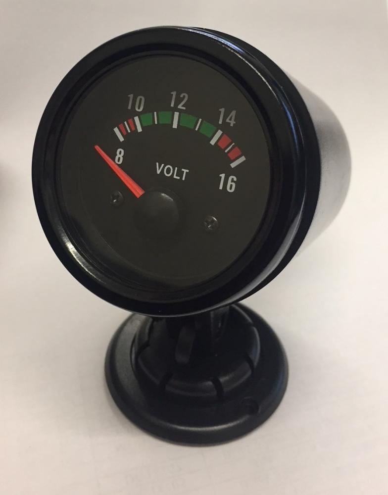 52mm Black face DC voltage volt gauge 8-16v inc 52mm pod holder