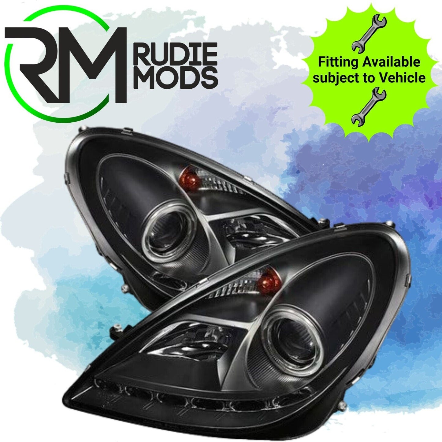 Black LED DRL Daylight Running Lights Headlights for Mercedes SLK R171 2005-11