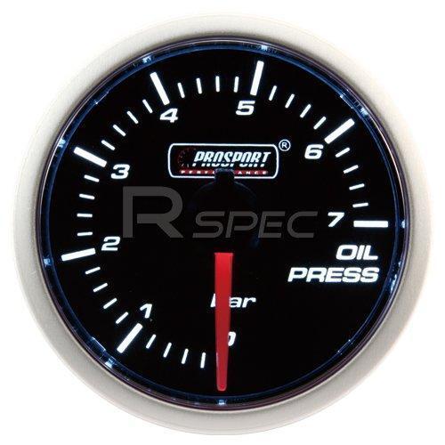 52mm Super Smoked White Oil Pressure Gauge - BAR