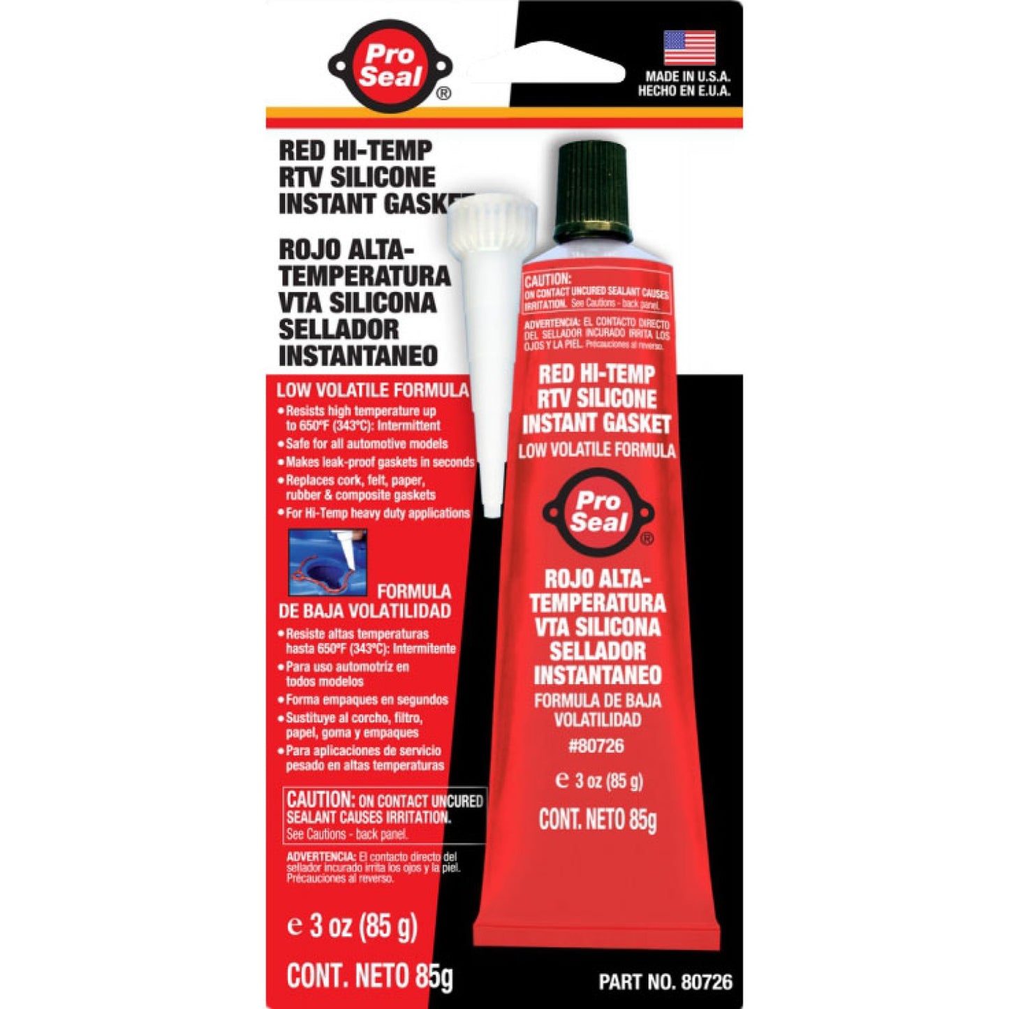 JB-Weld Red Hi-Temp RTV Silicone Instant Gasket Maker Sealant Glue 85G 31314UK