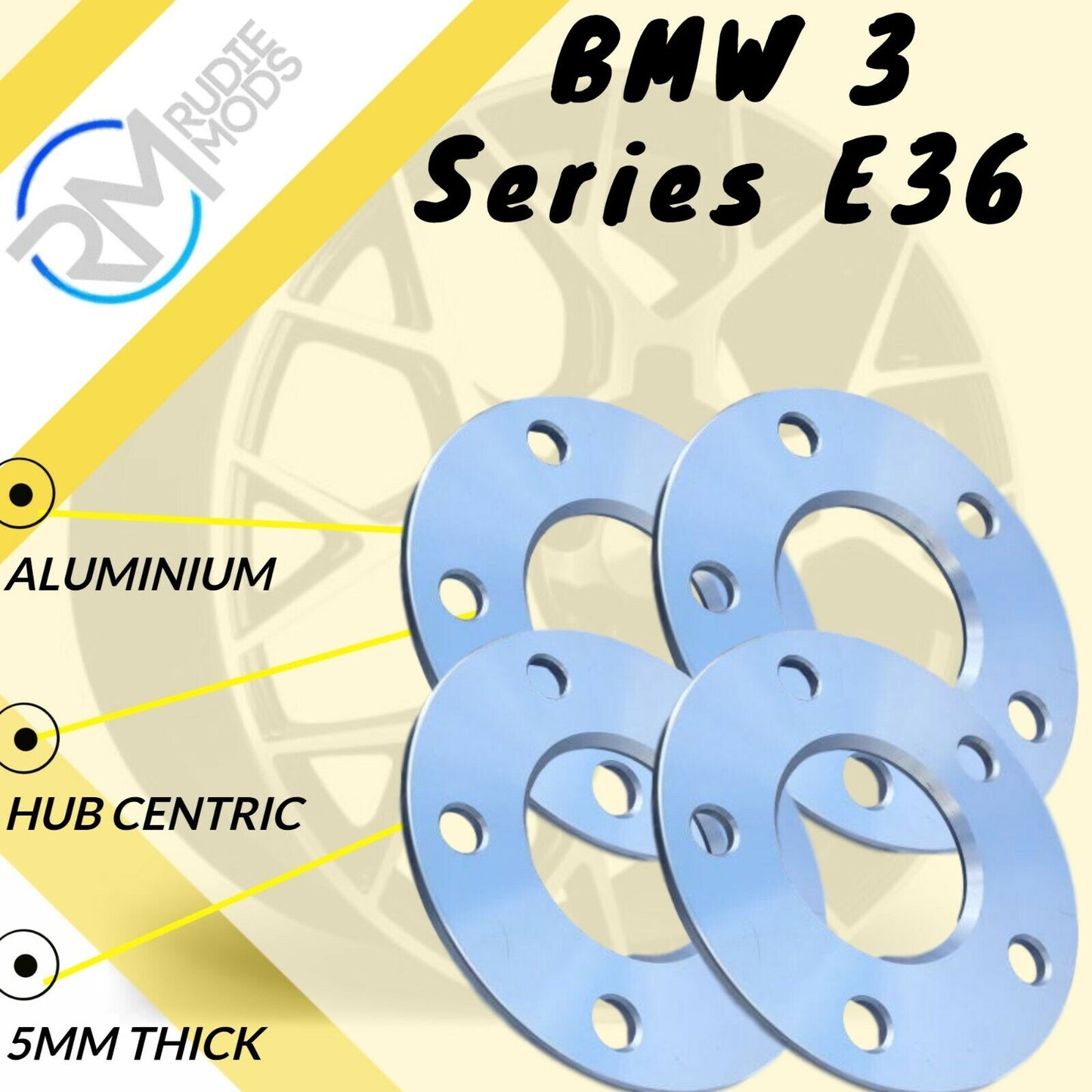 Alloy hubcenteric wheel spacers to fit BMW 3 Series E36 5mm 5x120 72.6 2 pairs