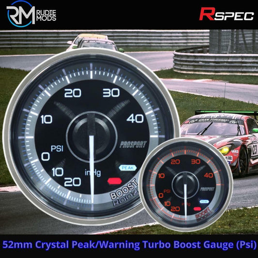 R-SPEC 52mm Crystal Peak/Warning Turbo Boost Gauge (PSI) Car Gauge