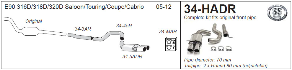 Jetex Exhaust for BMW 318D E90 2005-2012 Back Box