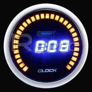 Prosport 52mm Black Digital Clock Gauge with BLUE time display
