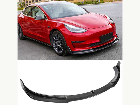 Tesla Model 3 2016-present Carbon Factory V Style Carbon Fibre Front Splitter