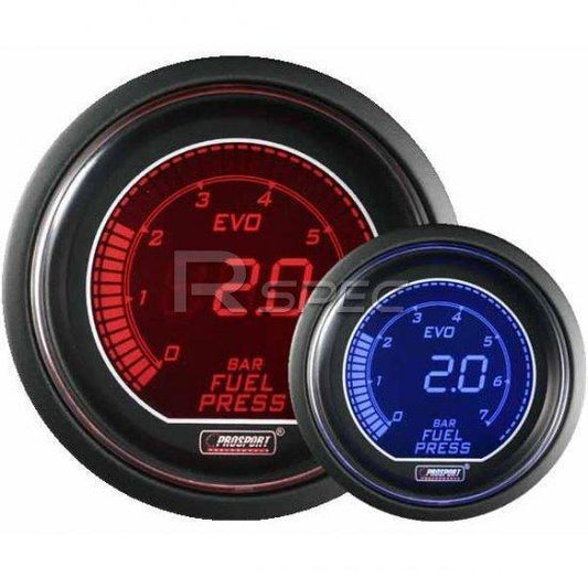 Prosport 52mm EVO Car Fuel Pressure Gauge BAR Red Blue LCD Digital Display