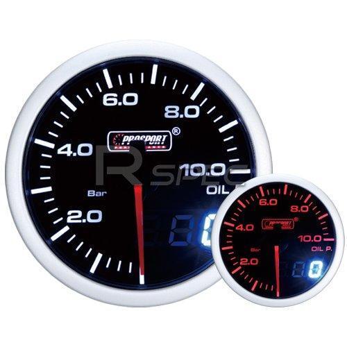 Prosport 52mm Smoked White Amber Oil Pressure BAR Gauge with Dual Display
