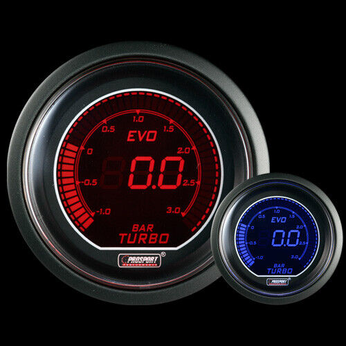 GENUINE Prosport 52mm Evo Blue / Red Display LCD Digital Oil Pressure Gauge BAR