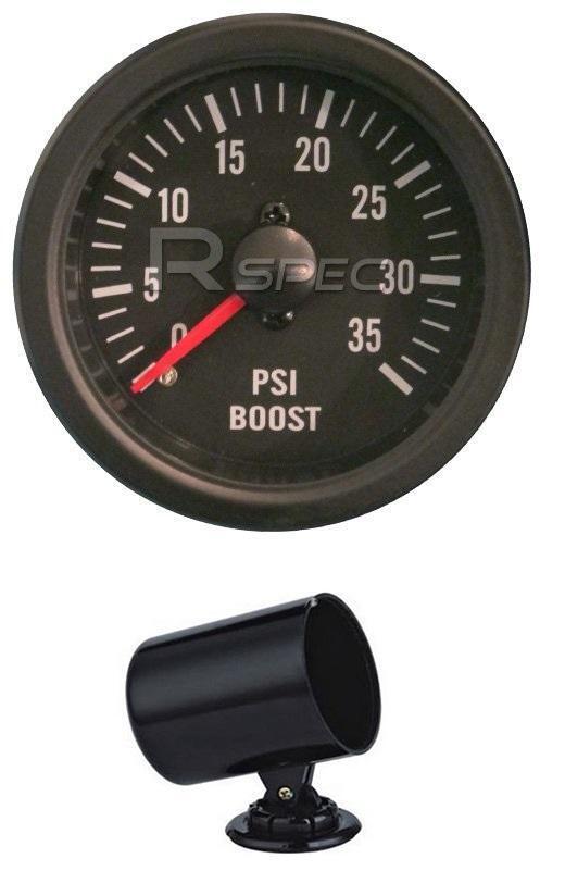 Black 52mm Car Diesel Boost Gauge 35 PSI clear lens Mechanical + 52mm POD