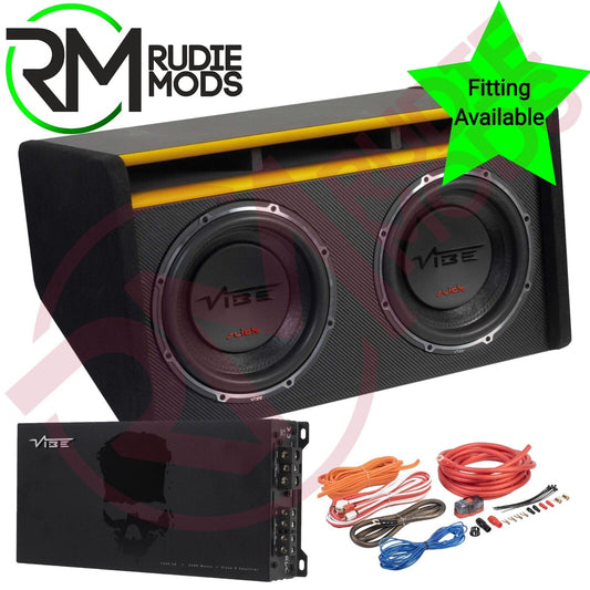VIBE SLICK MIT 12" Twin Bass Enclosure Car Sub with Amp & wiring kit