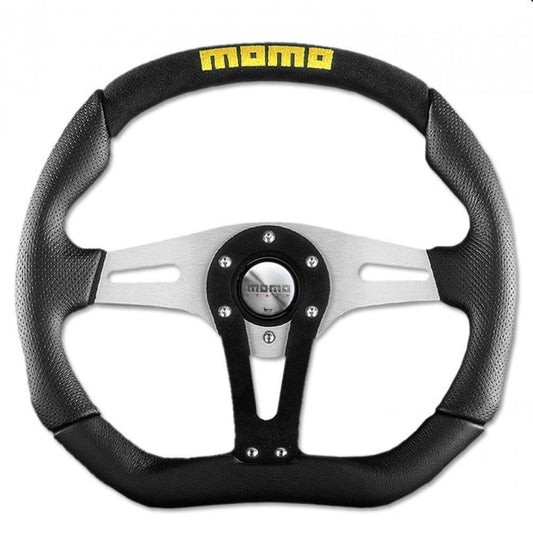 Momo Steering Wheel Trek 350mm Black Leather with alcantara - flat bottom