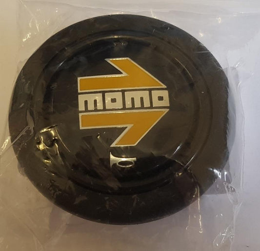 Genuine Momo Black & Yellow Arrow Chrome Logo steering wheel horn push button