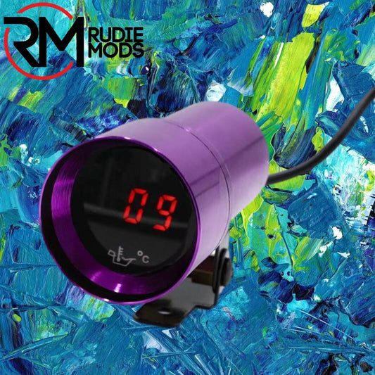 37MM DGT8103 Purple Auto Digital Display Oil Temperature Gauge Car Red LED