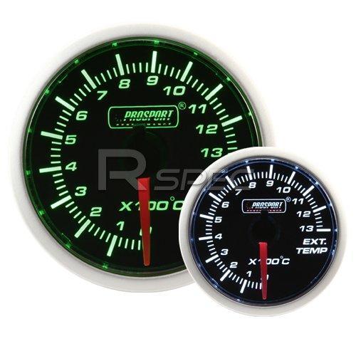 Prosport 52mm Super Smoked Green / White Exhaust Gas Temperature EGT Gauge