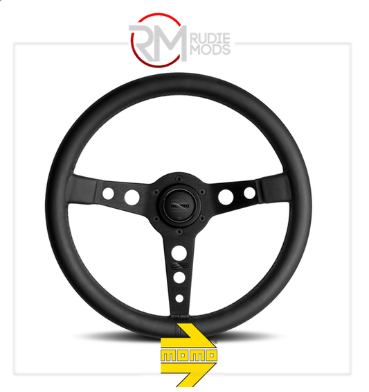 GENUINE MOMO PROTOTIPO BLACK EDITION STEERING WHEEL Ø350mm VPROBLKED350R