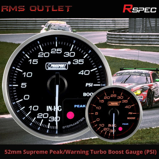 R SPEC 52mm Supreme Peak/Warning Turbo Boost Gauge (PSI) New In
