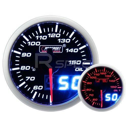 Prosport 52mm Smoked White Amber Oil Temp Deg C Gauge with Dual Display