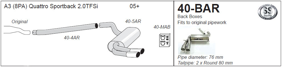 Jetex Exhaust Audi A4 B5 Quattro 1.8/1.8T/1.9TDi 94-00 Half System non-resonated