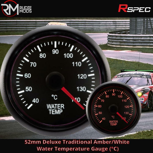 R SPEC 52mm Traditional Amber/White Water Temperature Gauge (°C) Car Gauge New
