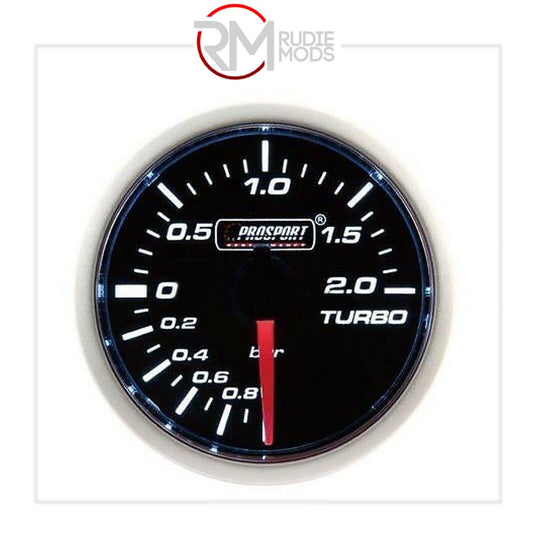 52mm Super Smoked Design with White illumination Turbo Boost Gauge - BAR