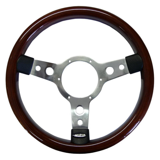 Mountney Traditional Woodrim Steering Wheel 13.5" Polished 3 Spoke