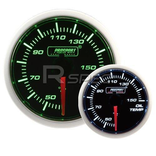 Prosport 52mm Super Smoked Green / White Oil Temperature Deg C Gauge