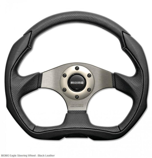Momo Eagle Car Steering Wheel 350mm Black leather and anthracite Flat Bottom