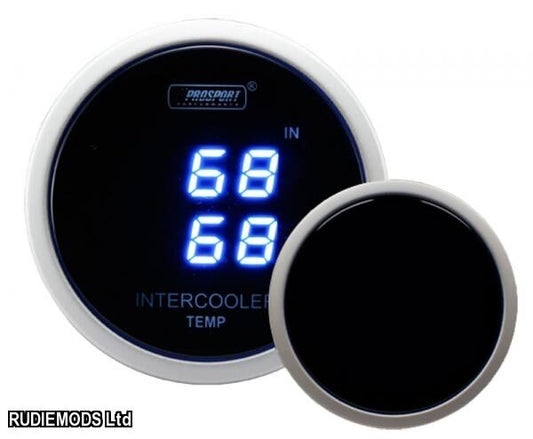Prosport 52mm Smoked Digital Intercooler In and Out Temperature Gauge Deg C