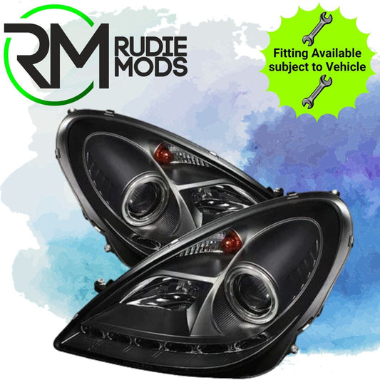 Black LED DRL Daylight Running Lights Headlights for Mercedes SLK R171 2005-11