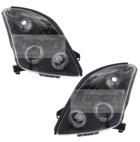 Suzuki Swift Halo Angel Eye Halo Black Clear 2005-2011 Car Headlights RHD ONLY