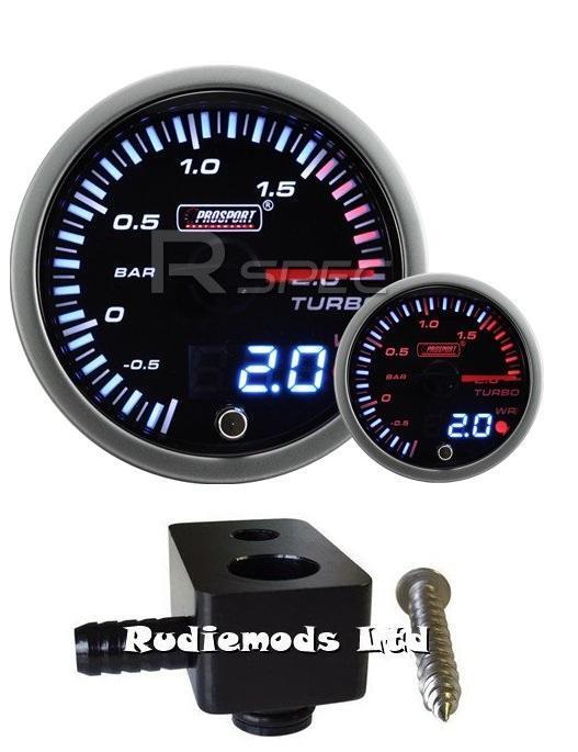 Ford Fiesta ST180 60mm JDM Dual display Boost Gauge BAR and fitting adaptor