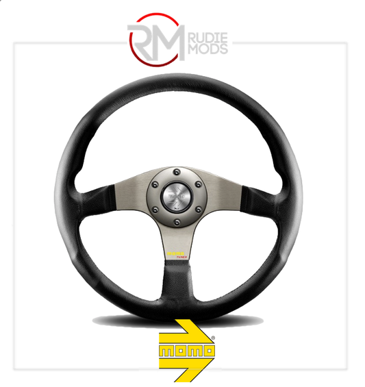 Official MOMO TUNER STEERING WHEEL - SILVER/BLACK LEATHER Ø320mm M11110332111R