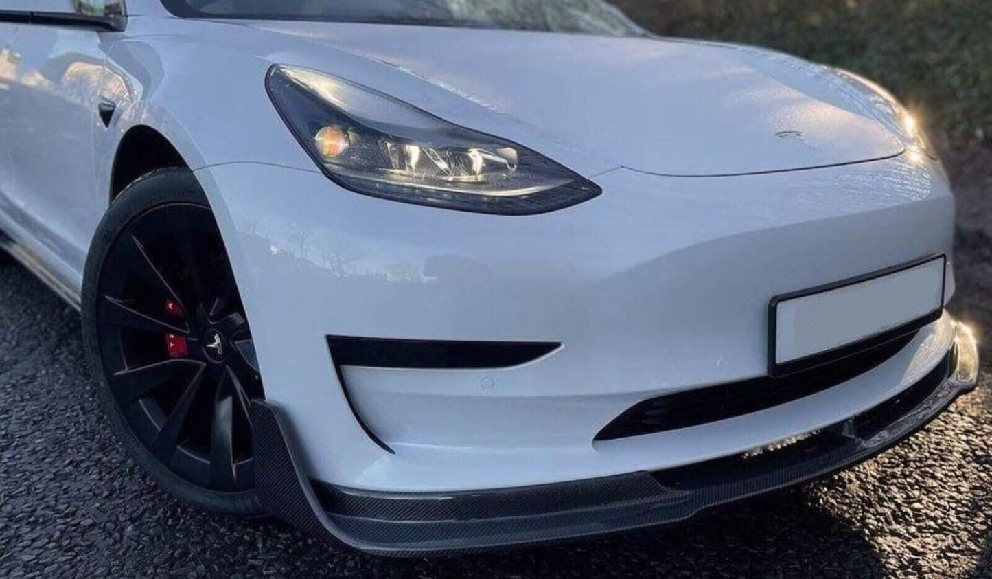 Carbon Fibre Front Splitter V Style Tesla Model 3 2016-Present Carbon Factory