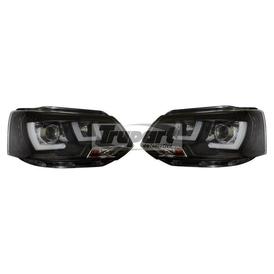 Volkswagen Transporter T5 2010 on Black Projector Light Bar Headlights