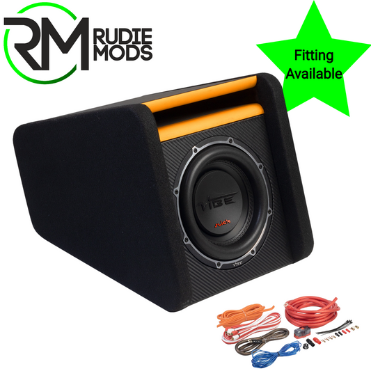 VIBE SLICK 8" Passive Bass Enclosure SLICKMIT8-V3 Car Sub with Amp Wiring Kit