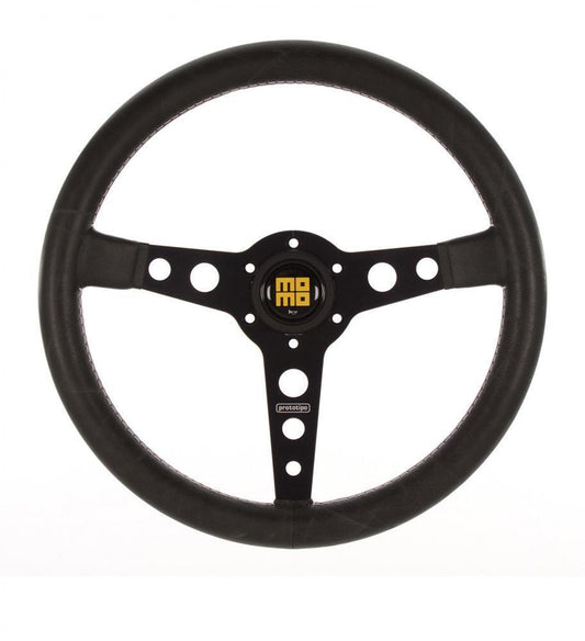 GENUINE Momo Prototipo Heritage Black leather and spokes 350mm
