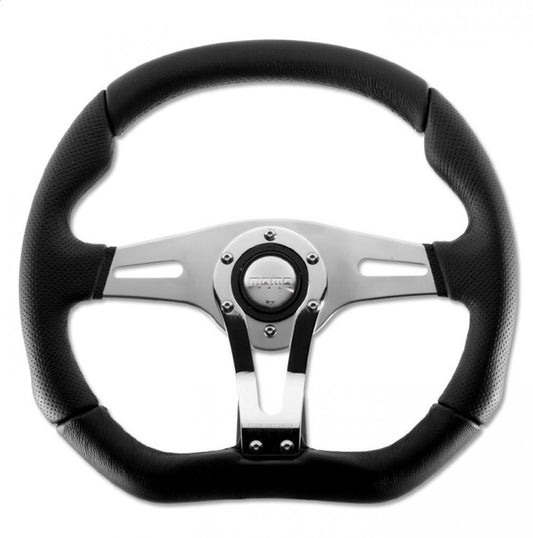 Momo Steering Wheel Trek-R 350mm Black Leather with chrome - flat bottom