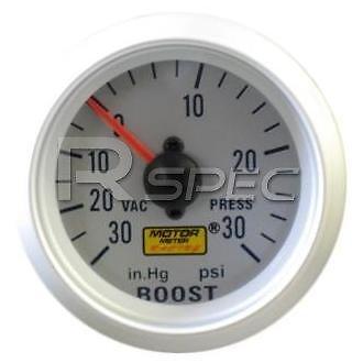 Car 52mm Silver Face Turbo Boost Gauge 30 PSI