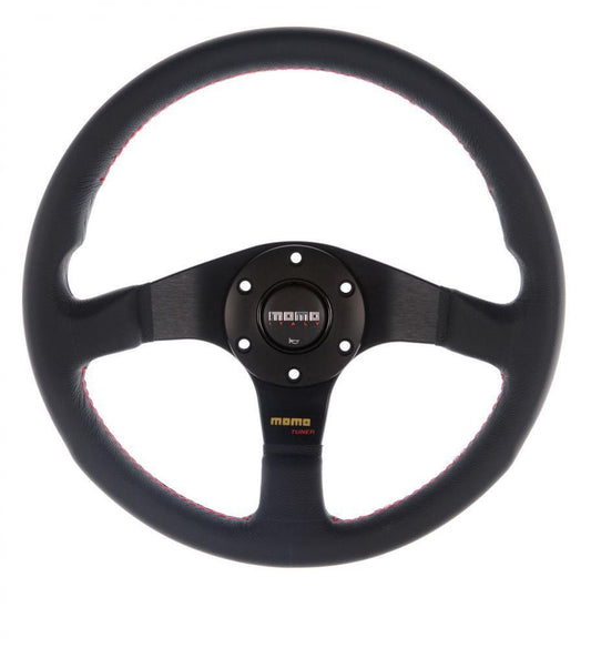 GENUINE Momo Tuner 350mm Steering Wheel Black Leather with Red stitch