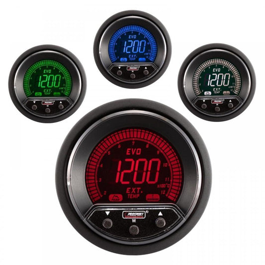 Prosport Evo 52mm LCD EGT Exhaust Gas Temp Gauge 4 colour with peak and warning