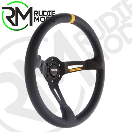 CAR STEERING WHEEL BLACK SPOKE/BLACK LEATHER Ø350mm MOMO MOD.08 M11150085211R