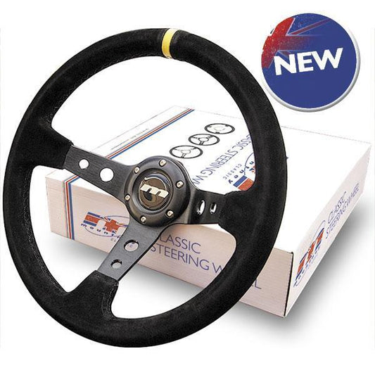 Mountney 340mm 3 Spoke deep dish Black alcantara rally drift steering wheel