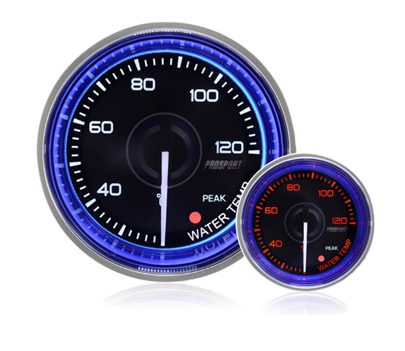 52mm Crystal Blue Peak/Warning Water Temperature Gauge °C