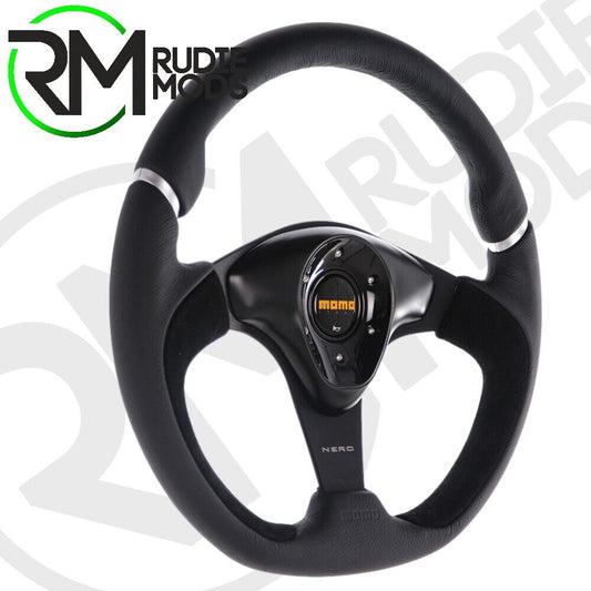 Car Steering Wheel black horn Leather And Alcantara MOMO Nero Ø350mm Italy