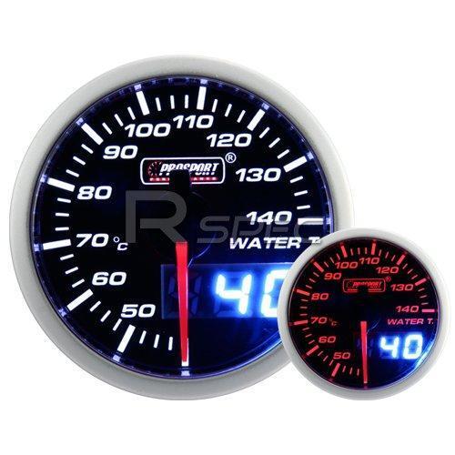 Prosport 52mm Smoked White Amber WaterTemperature Deg C Gauge with Dual Display