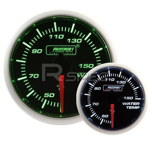 Prosport 52mm Super Smoked Green / White Water Temperature Deg C Gauge