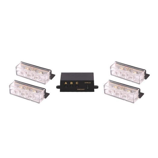 LED Warning Lights Car Van Truck - 4 x 3 Strobe LED - Amber Orange