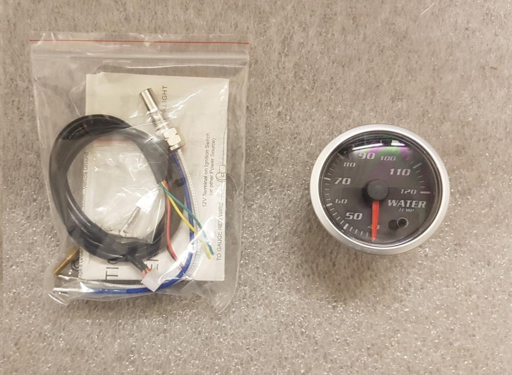 52mm Multi Colour Water Temperature Gauge Clear Lens Black Face Car