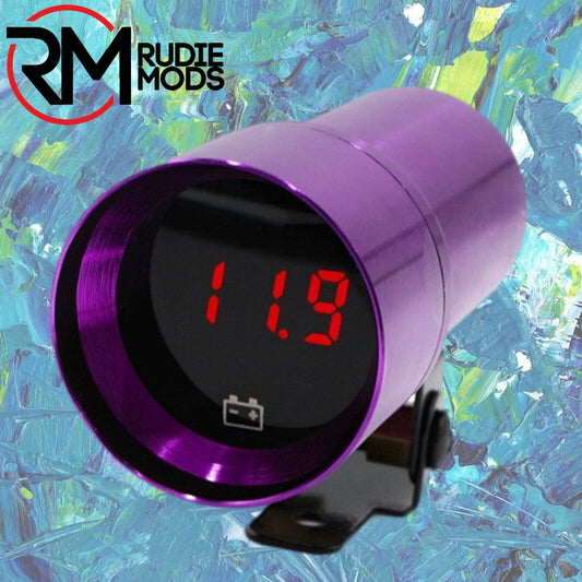Purple 37mm Smoked Voltage Red Digital Shift Light Style Gauge Meter Pod Red LED