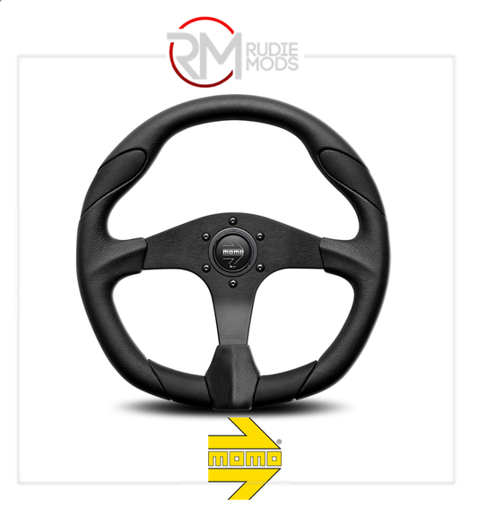 GENUINE MOMO QUARK STEERING WHEEL - BLACK/AIRLEATHER Ø350mm VQUARK350BLKL